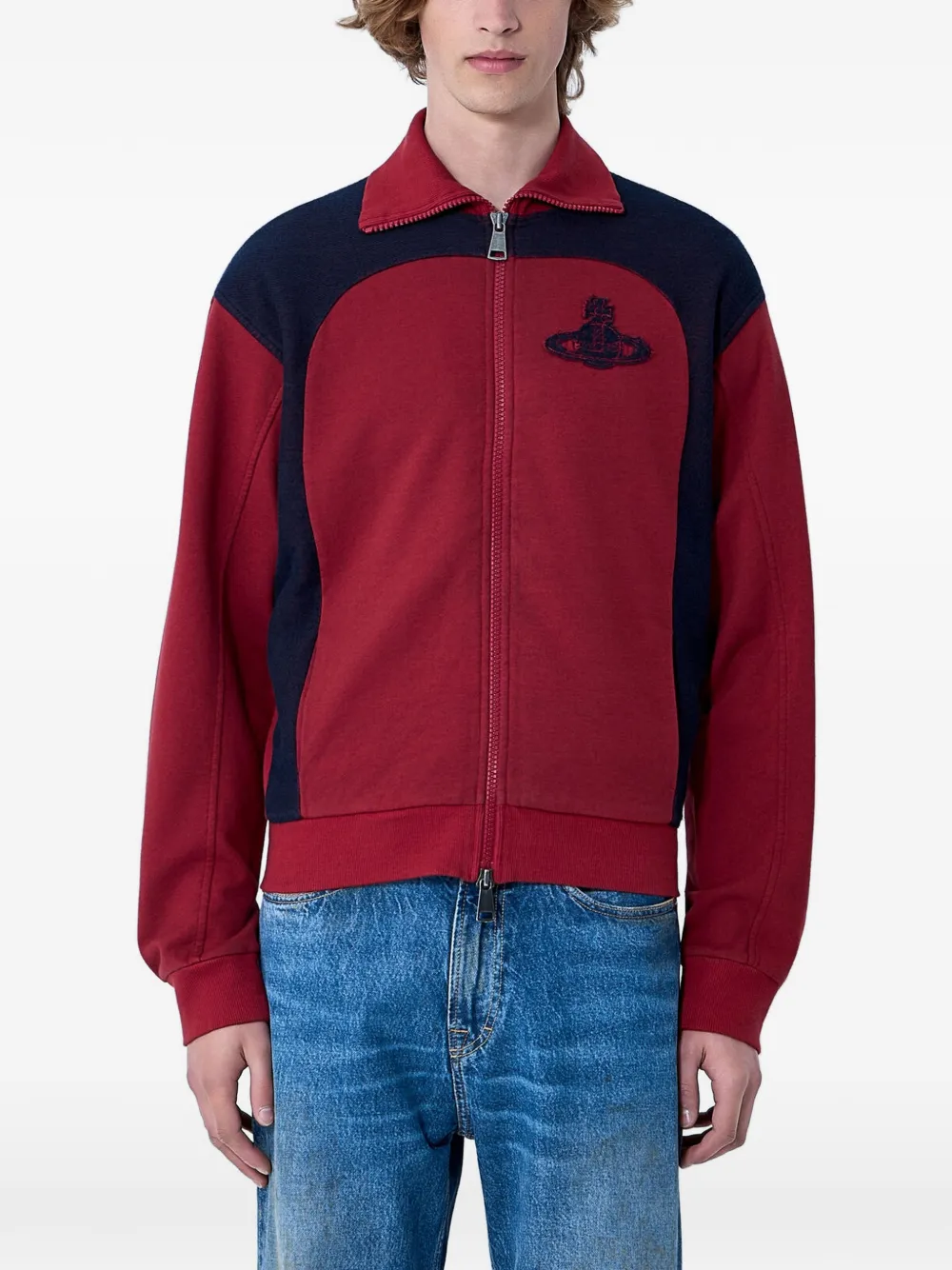 Vivienne Westwood embroidered-logo zip-up jacket - Rot