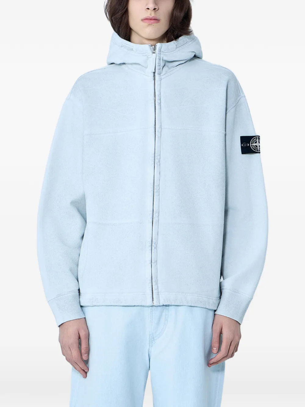 Stone Island Compass-badge zip-up hoodie - Blu