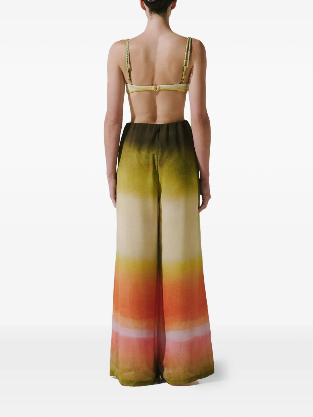 Baobab Lulu broek met elastische tailleband en wijde pijpen Groen