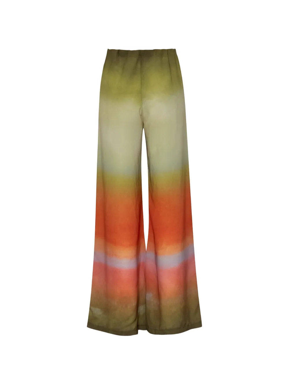 Baobab Lulu broek met elastische tailleband en wijde pijpen Groen