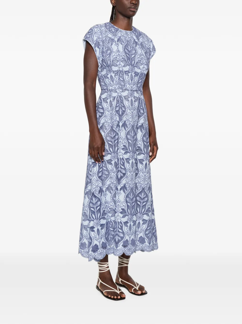 Rebecca Vallance Blooming Lanterns maxi-jurk met borduurwerk Blauw