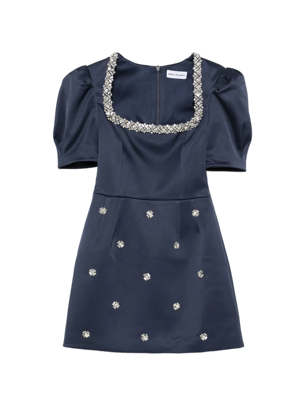 Rebecca Vallance Ayla crystal-embellished puff-sleeve mini dress - Blau