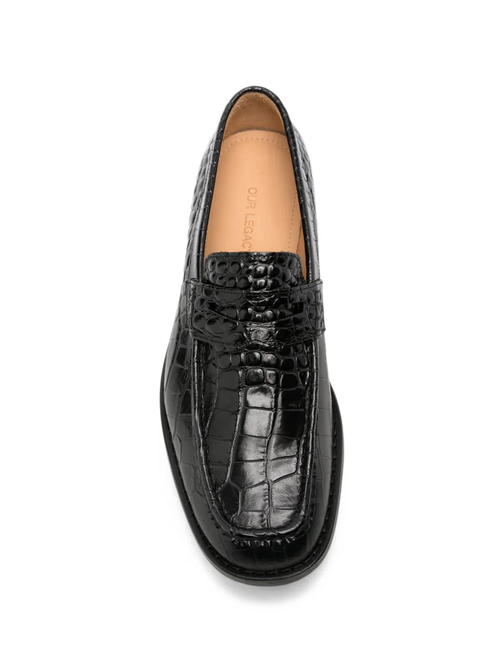 OUR LEGACY croc-effect leather loafers Zwart