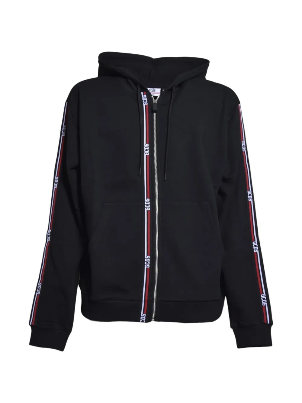 GCDS logo-tape zip-up hoodie - Schwarz