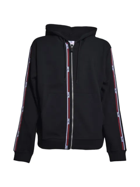 GCDS logo-tape zip-up hoodie