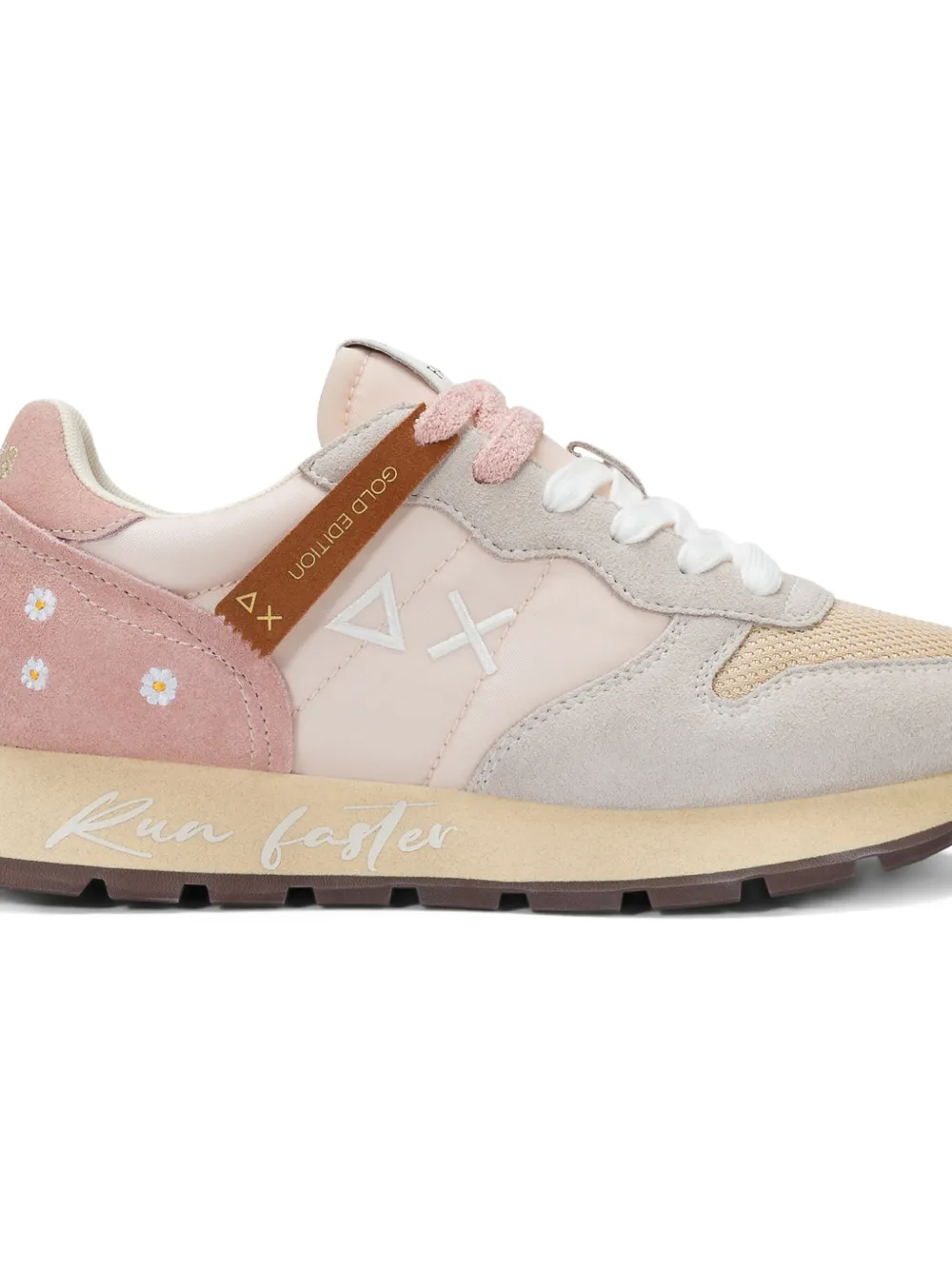 Sun68 Ally sneakers met geborduurde bloemen Beige