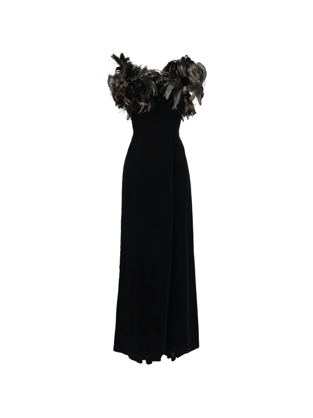 Vintage velvet feather dress - Nero