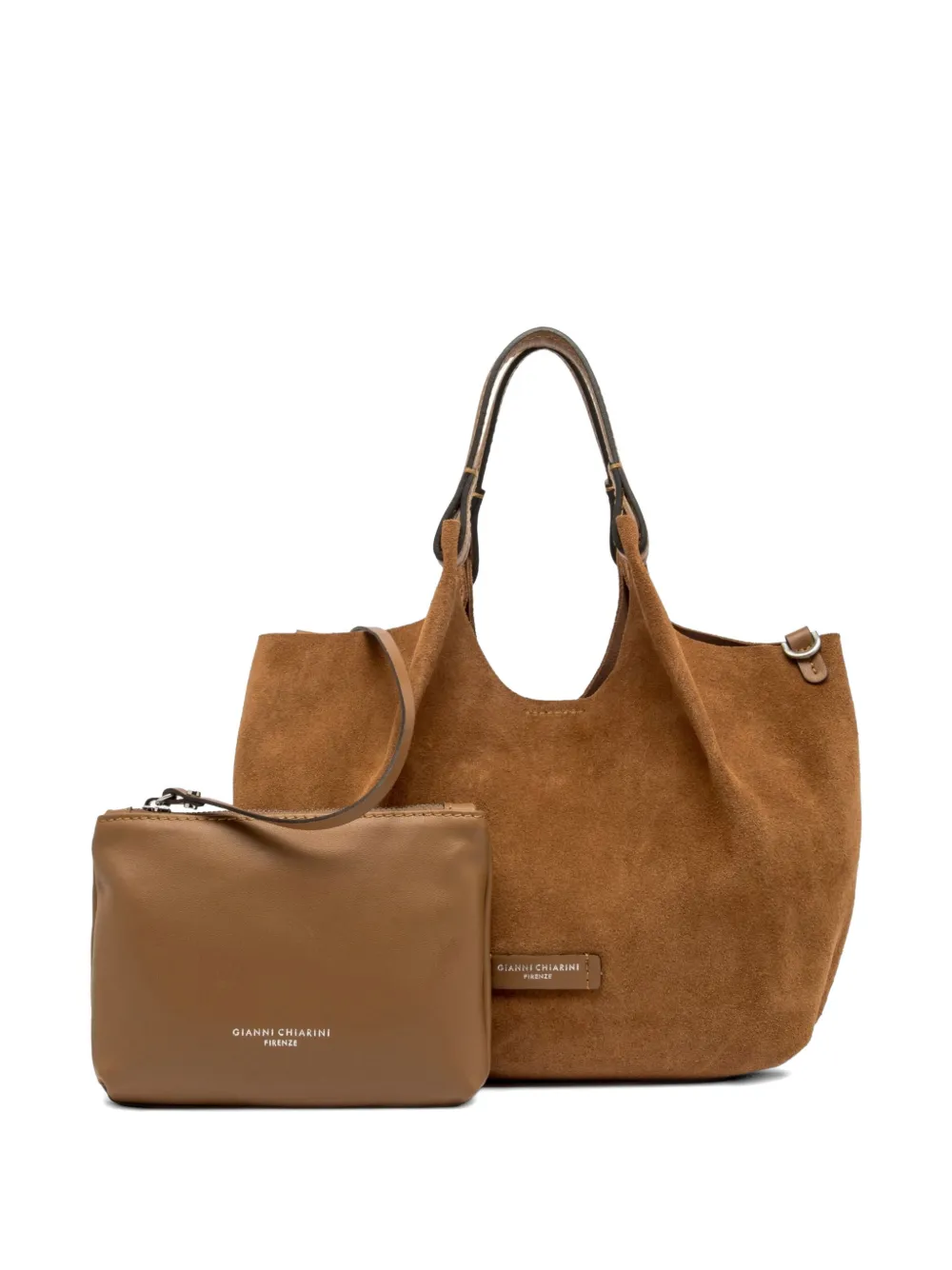 GIANNI CHIARINI Dua suède leren schoudertas Beige
