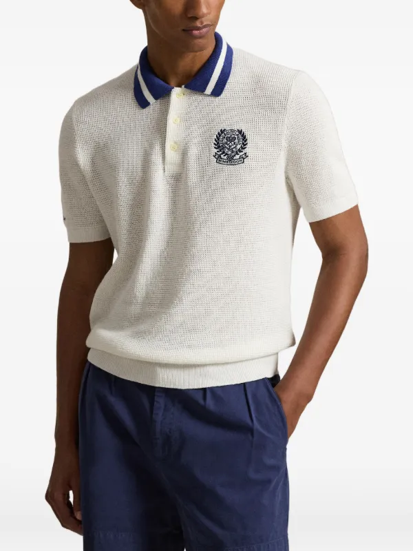 Polo Ralph Lauren Wimbledon Striped Embroidered Cotton Polo Shirt