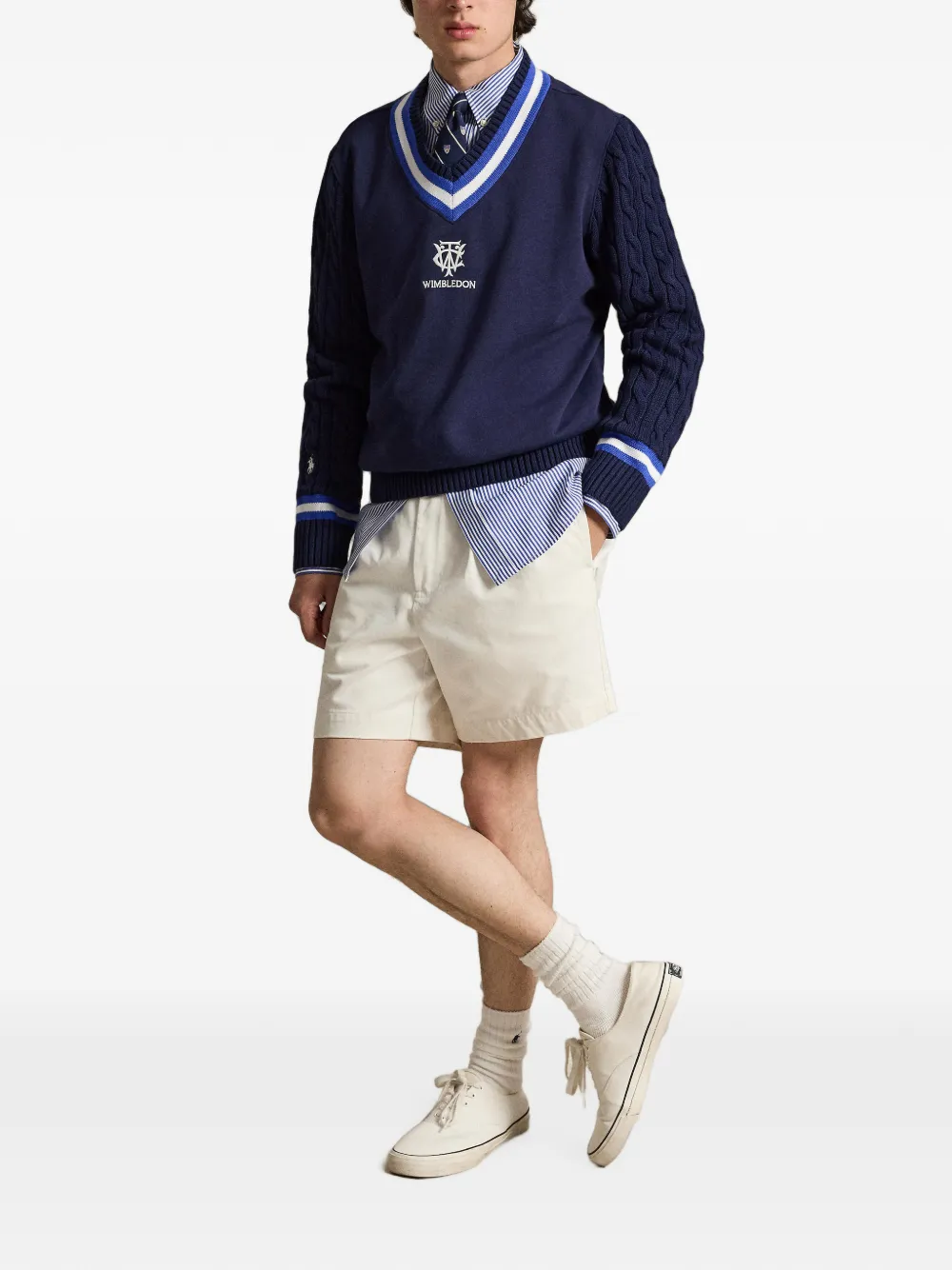 Polo Ralph Lauren Wimbledon kabelgebreide trui Blauw