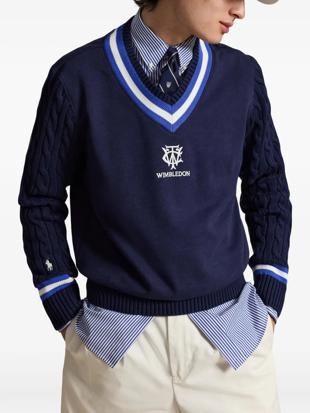 Polo Ralph Lauren Wimbledon kabelgebreide trui Blauw