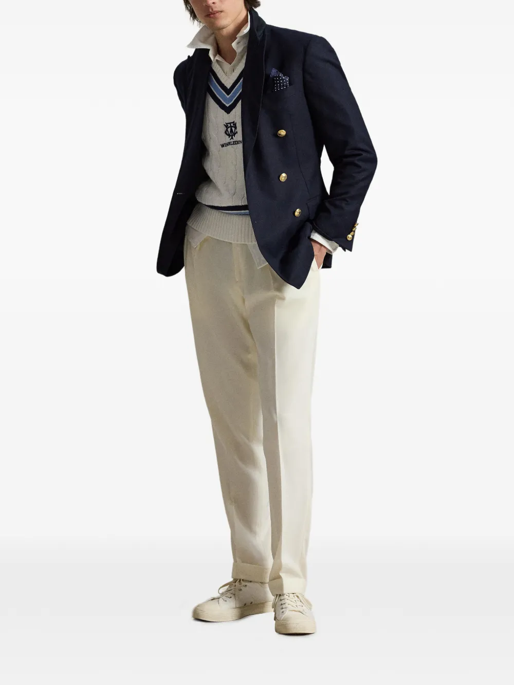 Polo Ralph Lauren Wimbledon kabelgebreide spencer Wit
