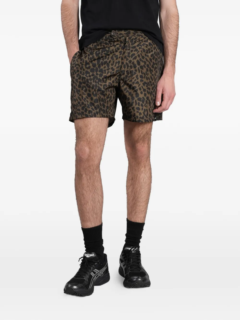 leopard-print swim shorts