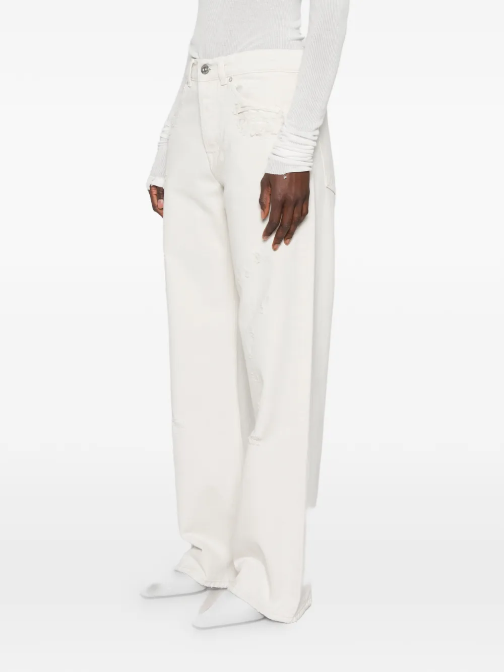 OUR LEGACY Ruimvallende straight jeans Beige