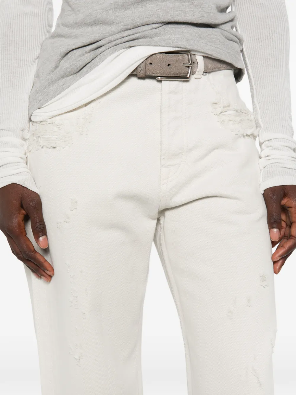 OUR LEGACY Ruimvallende straight jeans Beige