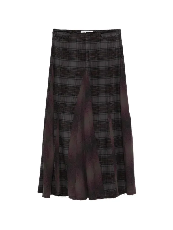 OUR LEGACY Rebel Check Maxi Skirt in Purple