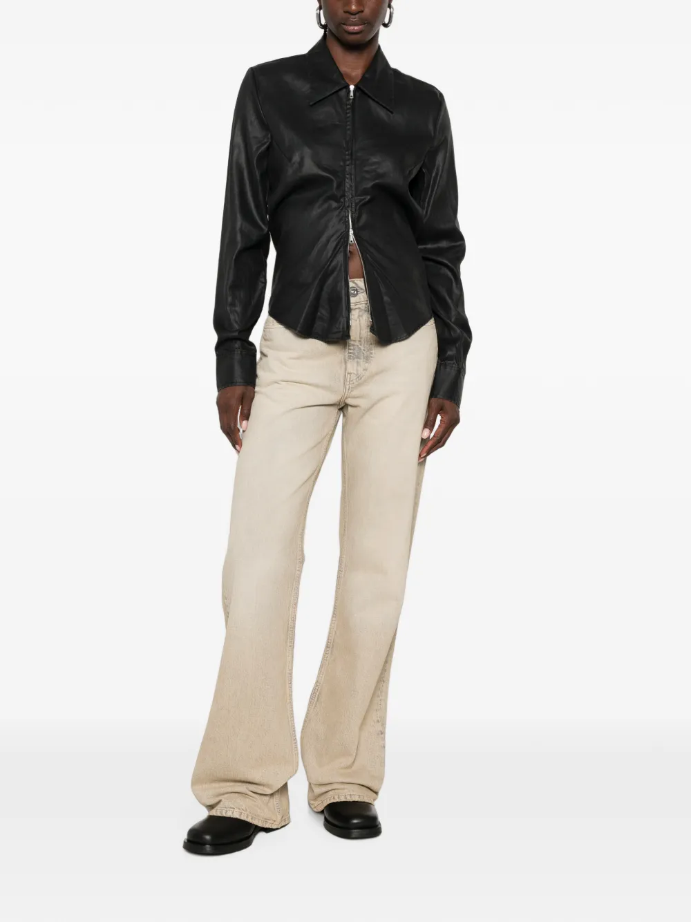 OUR LEGACY Slim-fit blouse met rits Beige