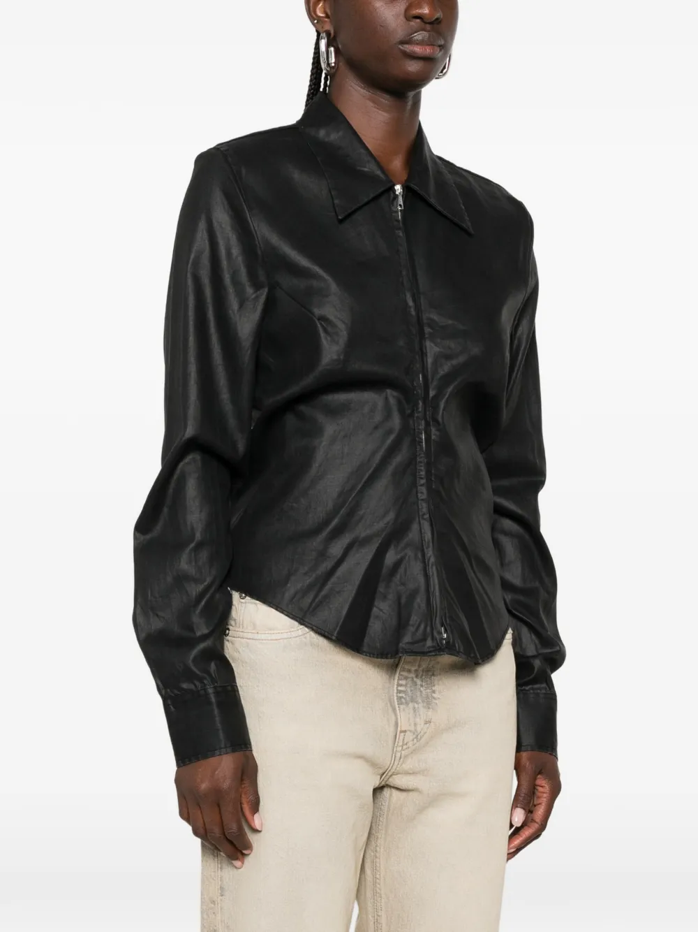 OUR LEGACY Slim-fit blouse met rits Beige