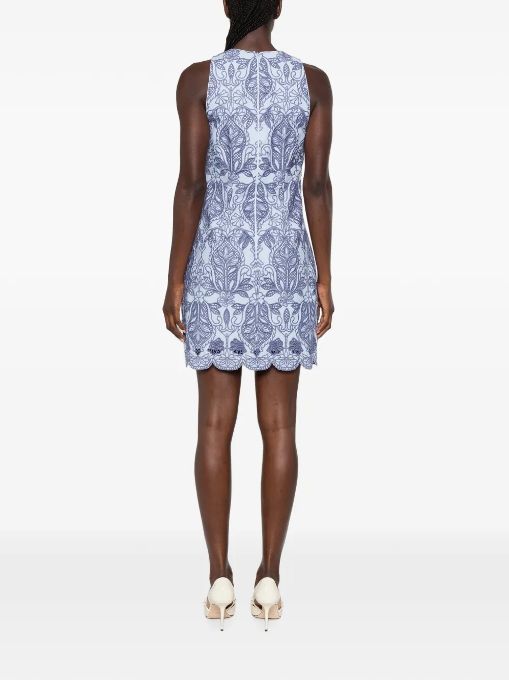 Rebecca Vallance Blooming Lanterns mini-jurk met gewelfde zoom en guipure kant Blauw