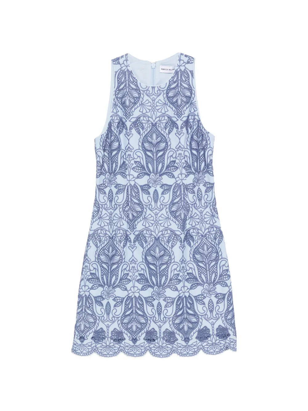 Rebecca Vallance Blooming Lanterns guipure-lace scalloped-hem mini dress - Blu