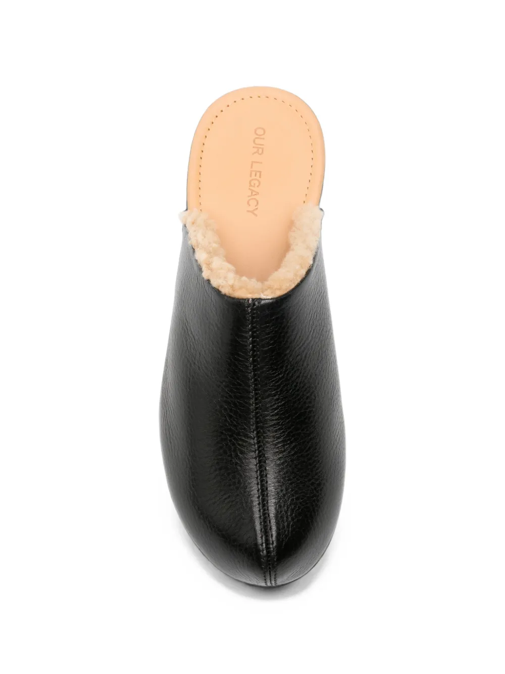 OUR LEGACY Naoto shearling-lined leather clogs Zwart