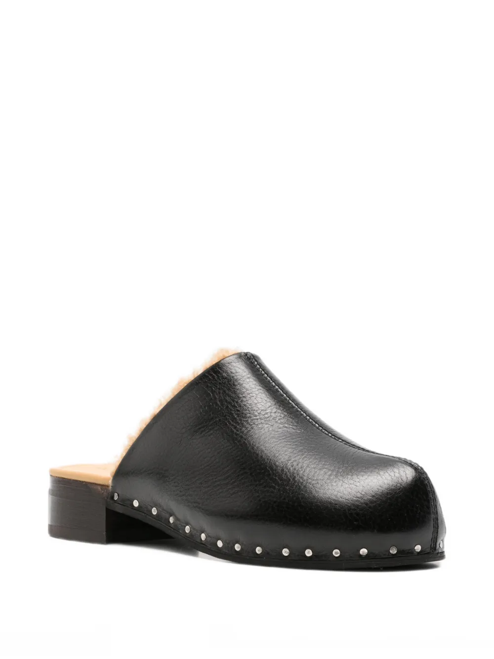 OUR LEGACY Naoto shearling-lined leather clogs Zwart