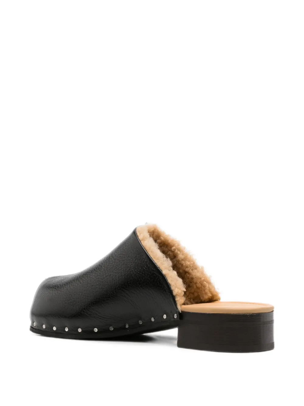 OUR LEGACY Naoto shearling-lined leather clogs Zwart