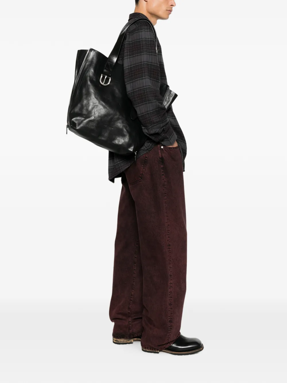 OUR LEGACY Throttle leren shopper Zwart