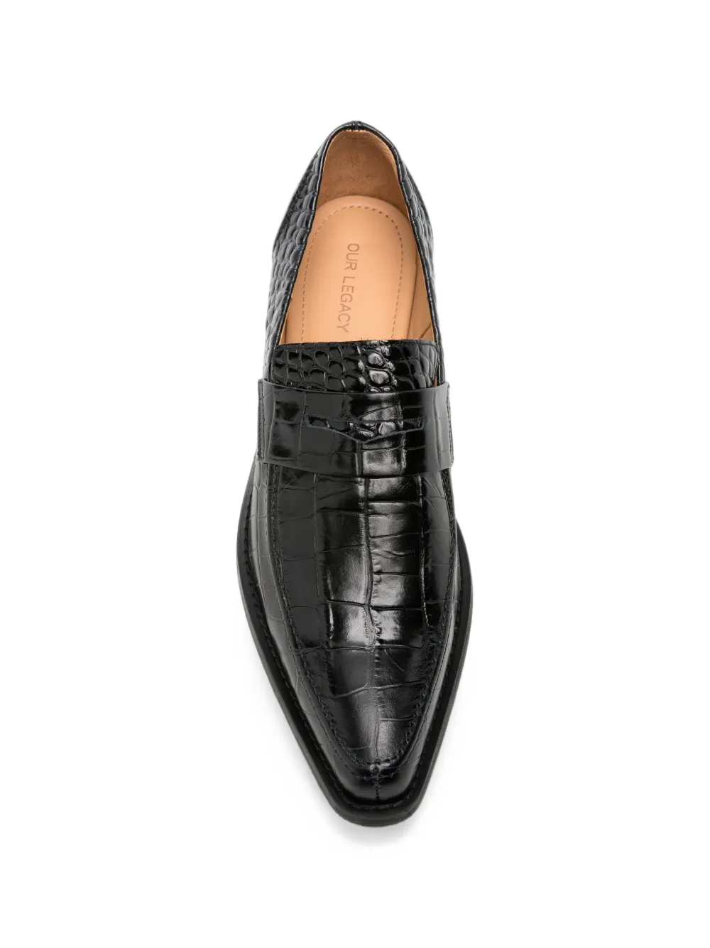 OUR LEGACY Cypher croc-effect leather loafers Zwart