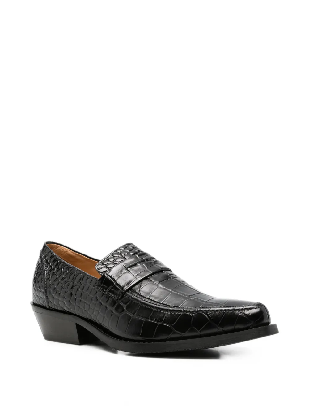 OUR LEGACY Cypher croc-effect leather loafers Zwart