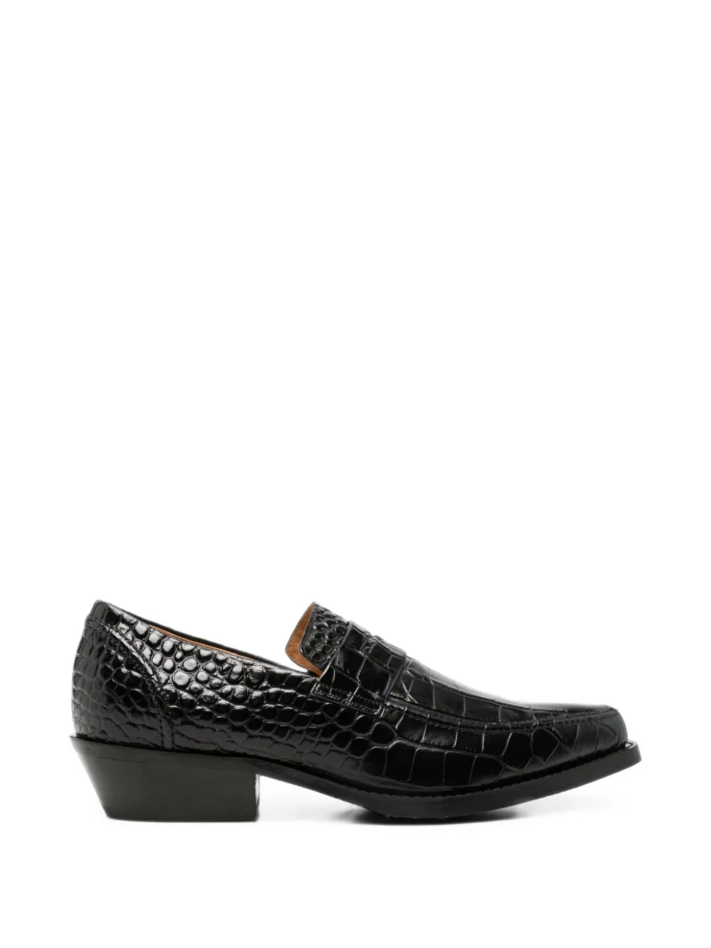 OUR LEGACY Cypher croc-effect leather loafers - Nero