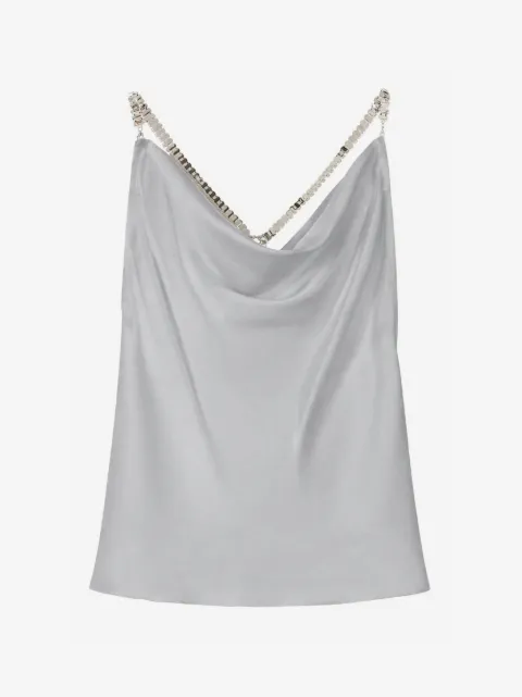 Patrizia Pepe blusa de seda con detalle de joyas