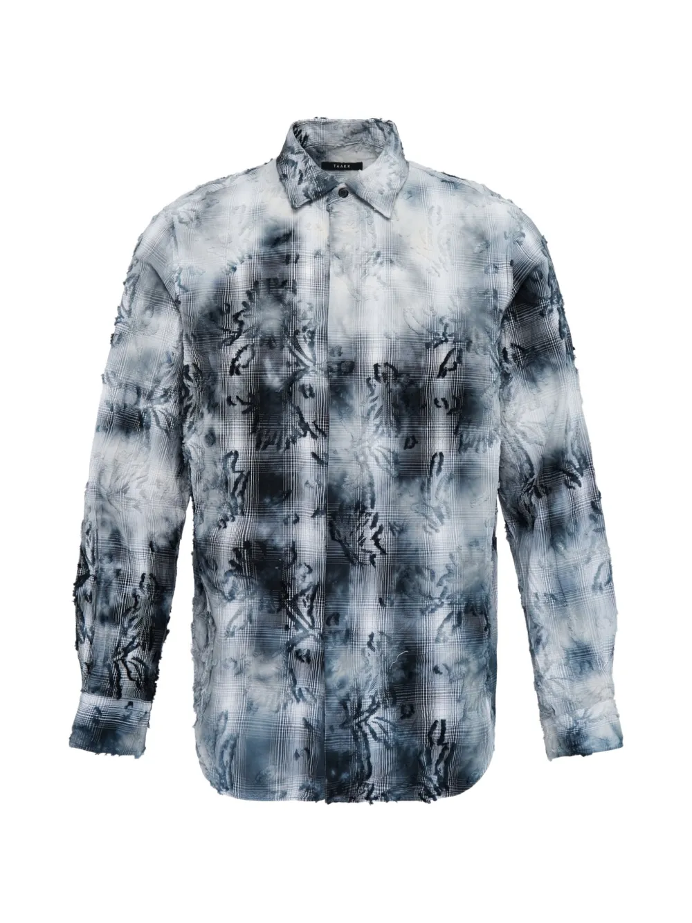Taakk Bleached Effect Check Shirt In Black