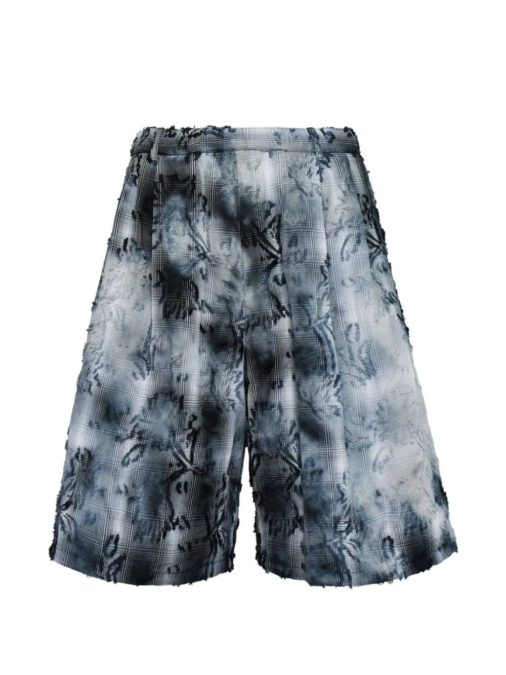 Taakk Bleached Effect Check Shorts In Gray