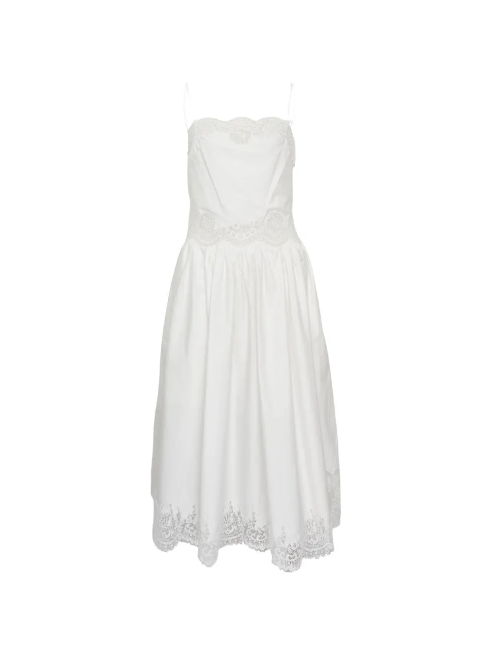 Self-Portrait lace trim midi dress - White