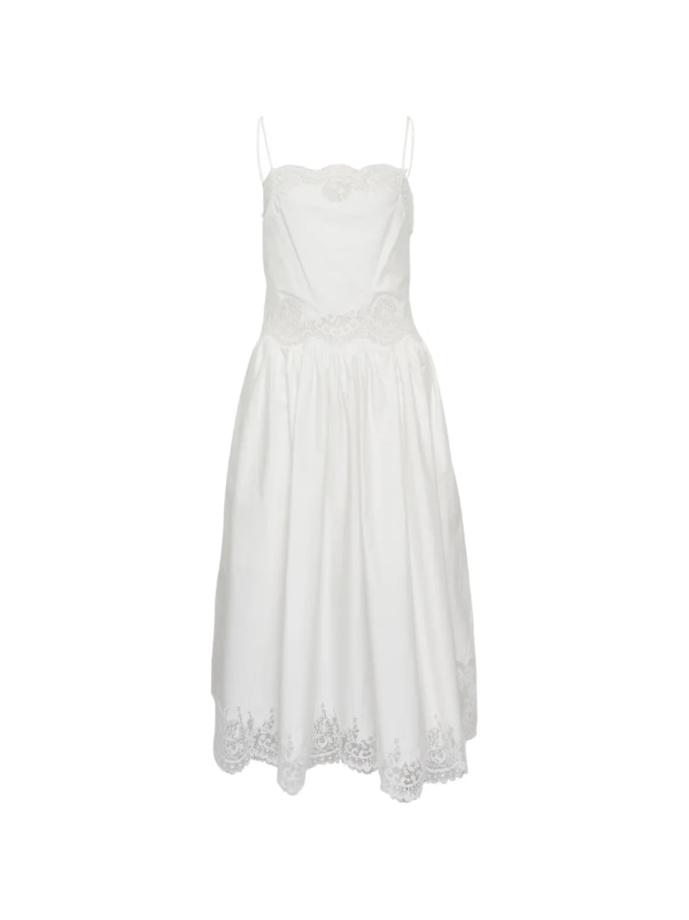 Self-Portrait lace trim midi dress - White