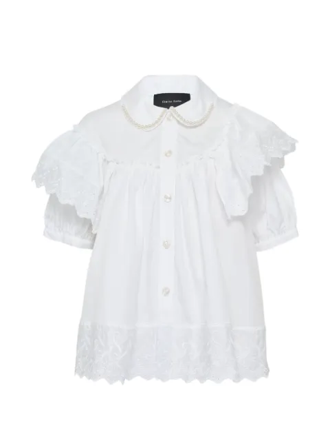 Simone Rocha cropped puff-sleeves ruffle blouse