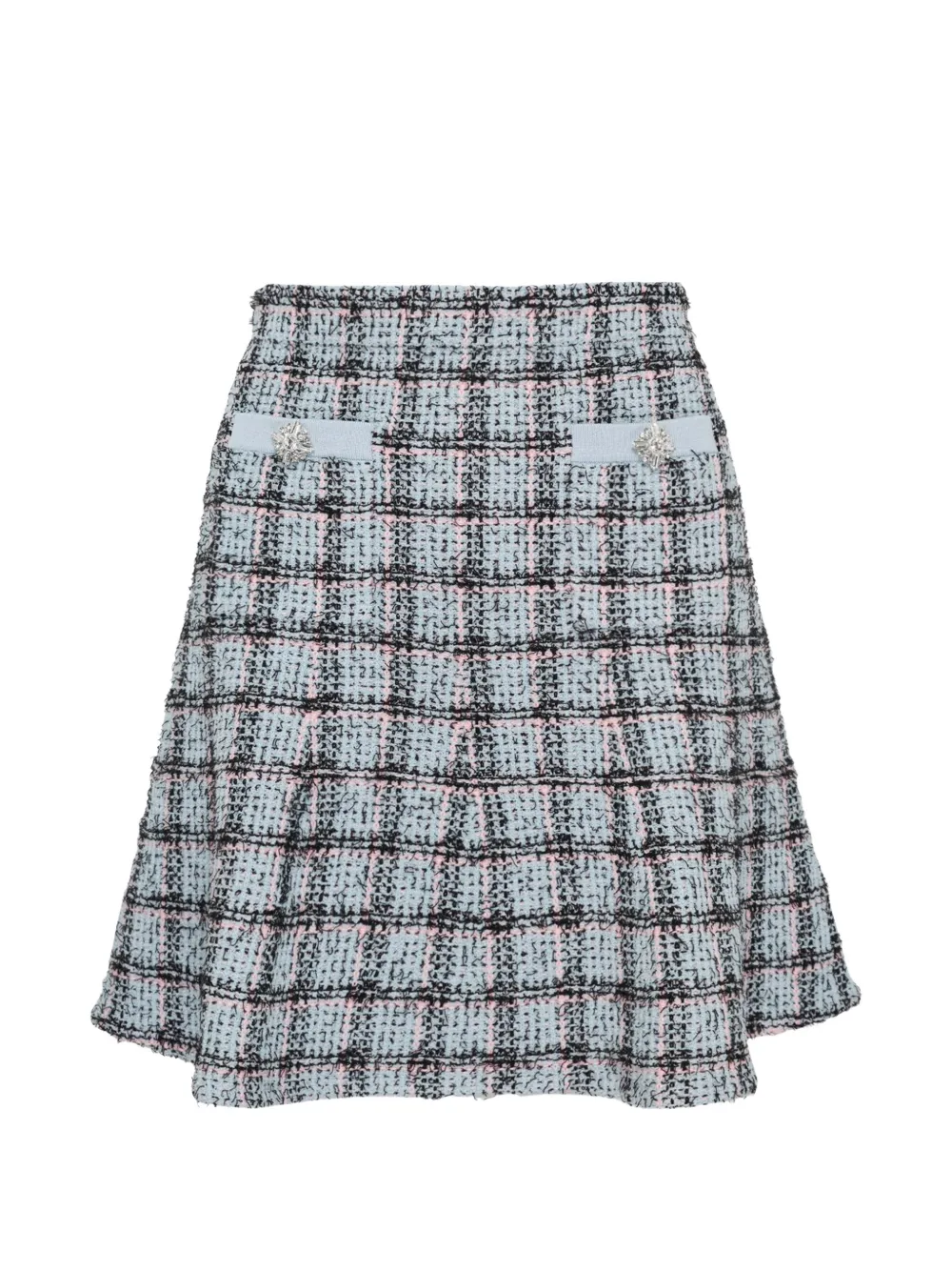 Self-Portrait check knit mini skirt - Blu