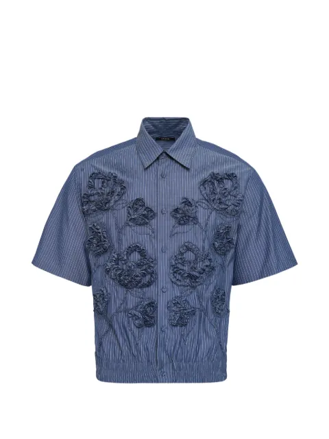 Taakk floral-embroidered striped shirt