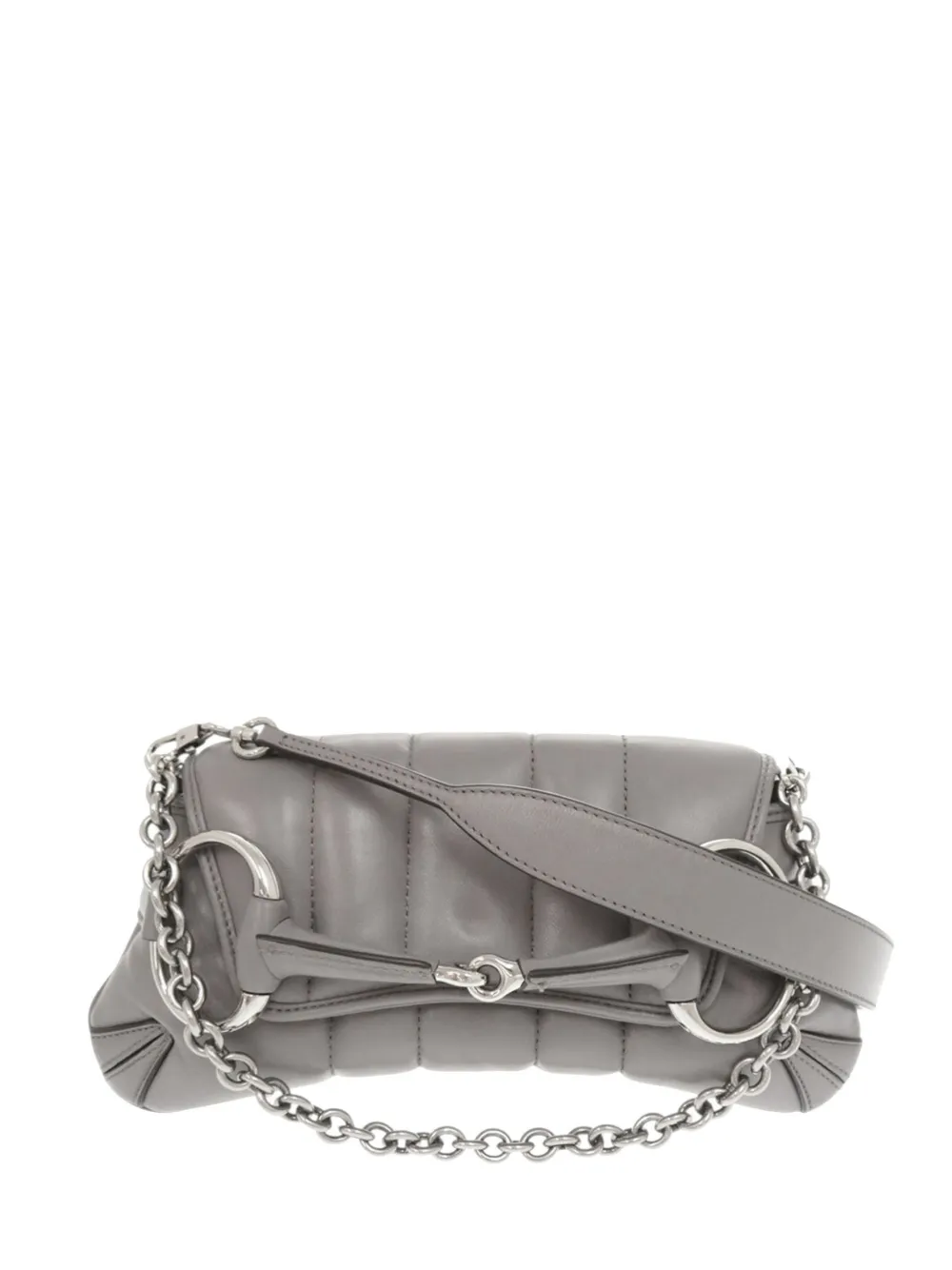 Gucci Pre-Owned 2016-2026 Small Quilted Leather Horsebit Chain satchel - Grigio