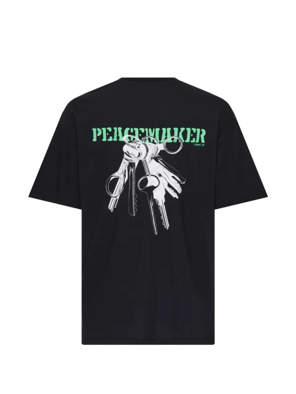 OAMC Peacemaker Keys Print Oversized t-shirt | Black | FARFETCH NO