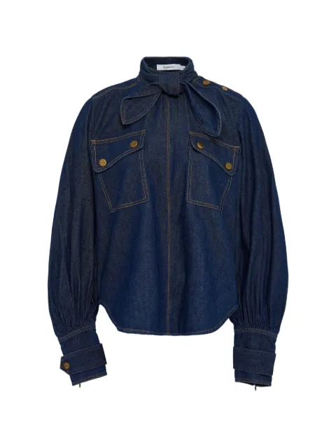 ZIMMERMANN bow-detail cargo-pockets denim blouse