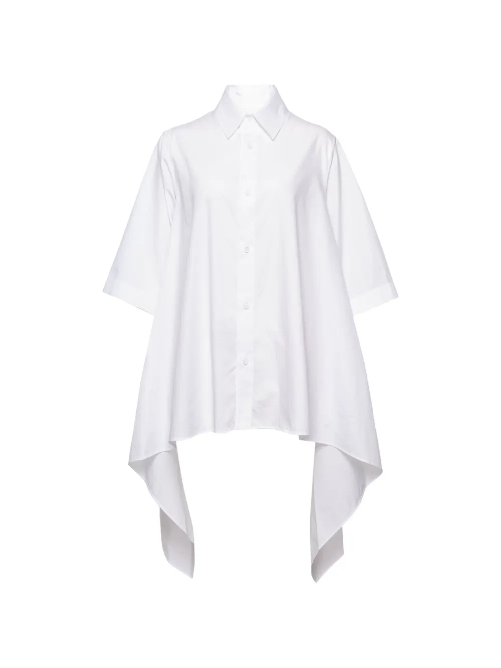 Yohji Yamamoto Flounce short-sleeve cotton blouse - Bianco