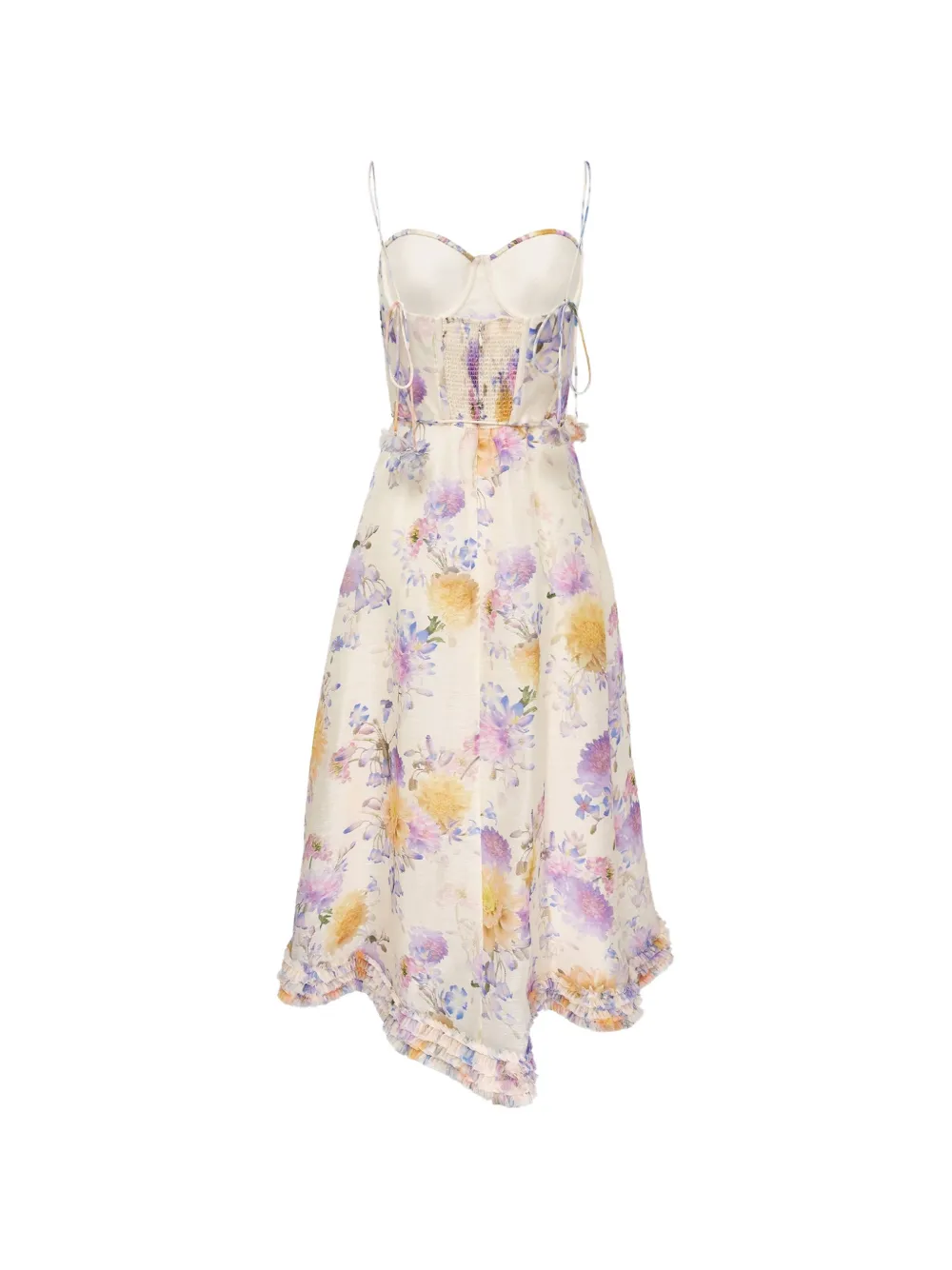 ZIMMERMANN Midi-jurk met ruches Beige