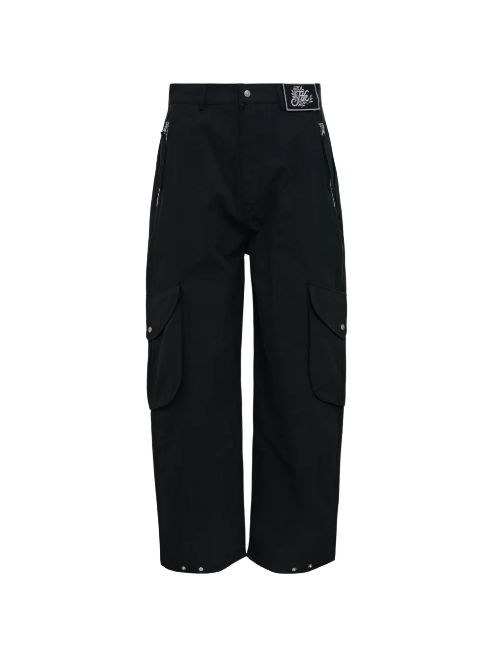 Juntae Kim Artisanal Petal Pocket Cotton Cargo Trousers In Black
