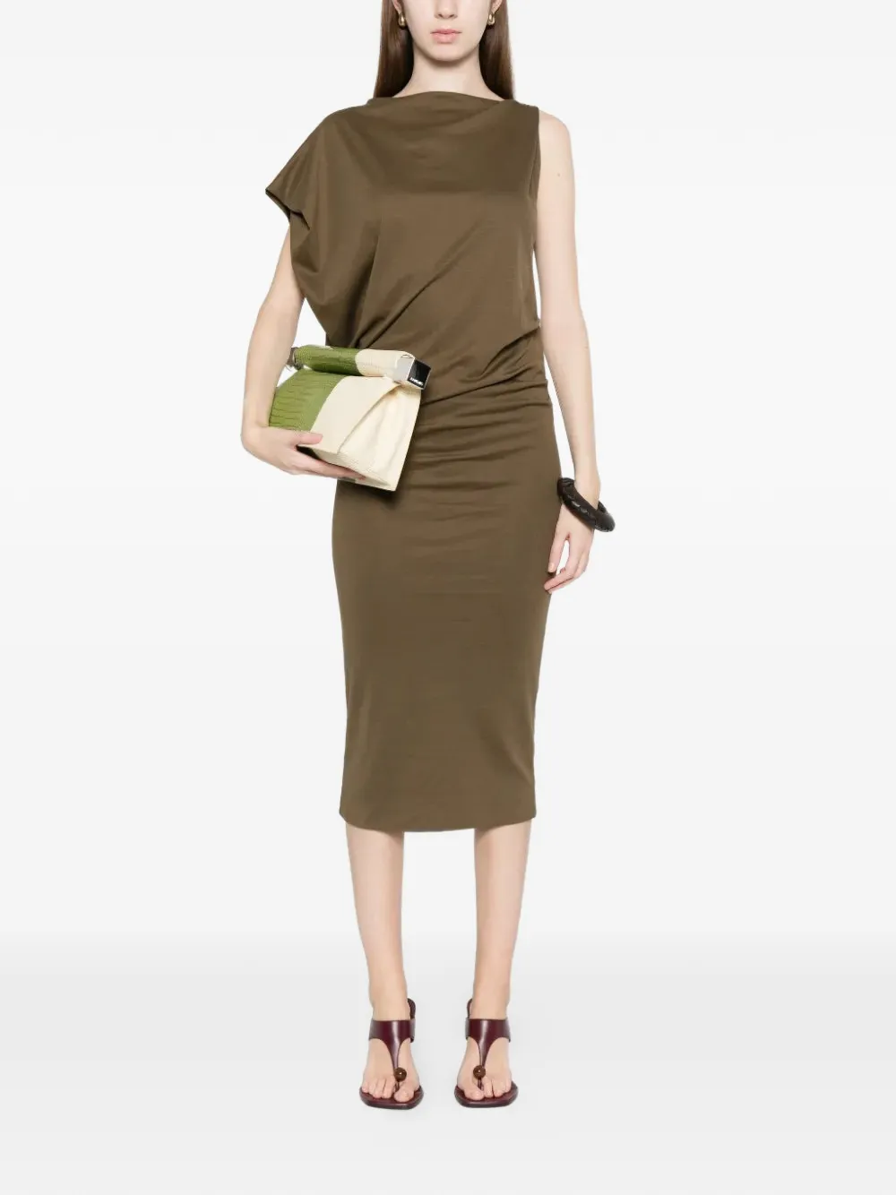 Jacquemus La Robe gedrapeerde midi-jurk Groen