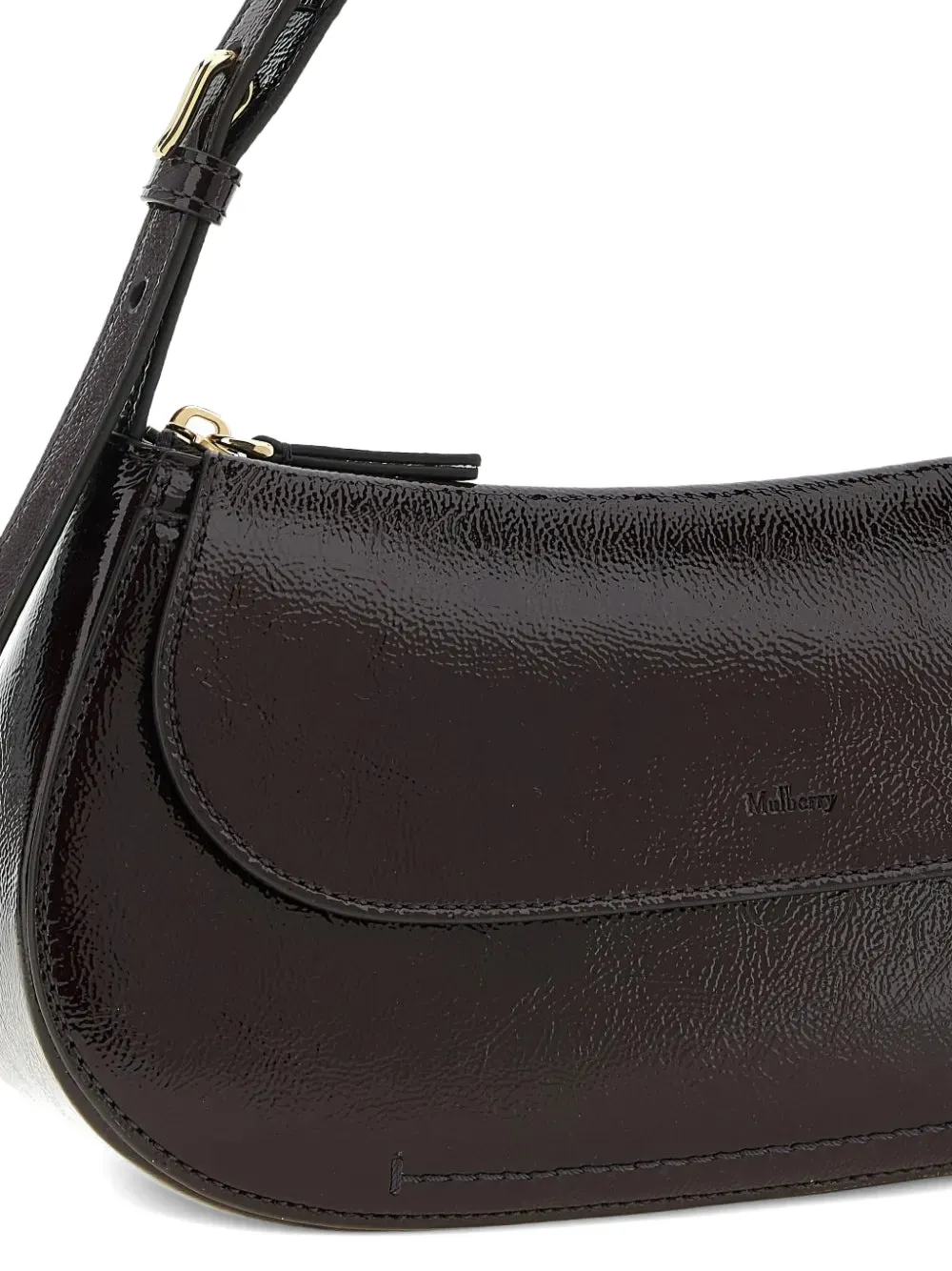 Mulberry Clovelly gelakte schoudertas Bruin