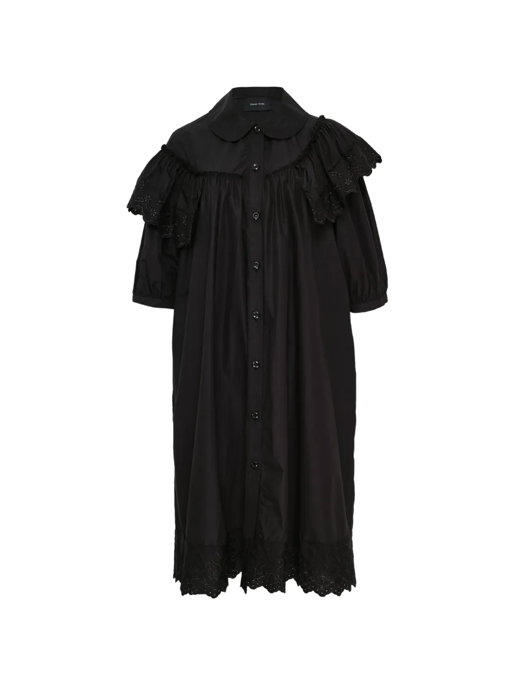 Simone Rocha puff-sleeve ruffled shirt dress - Nero