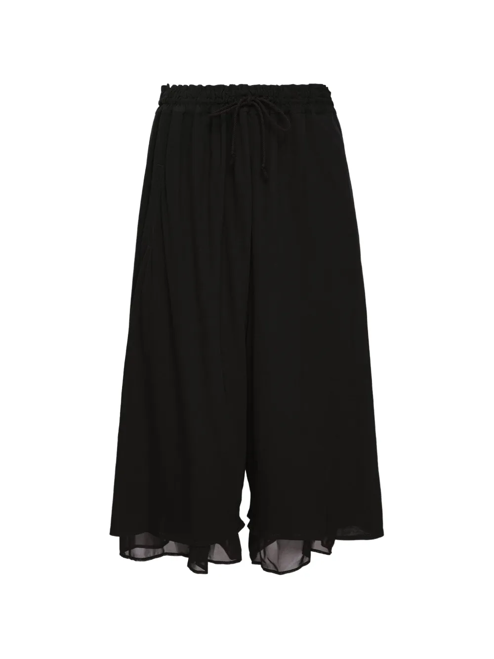 Y's Gathered Double drawstring-detail wide-leg trousers - Nero