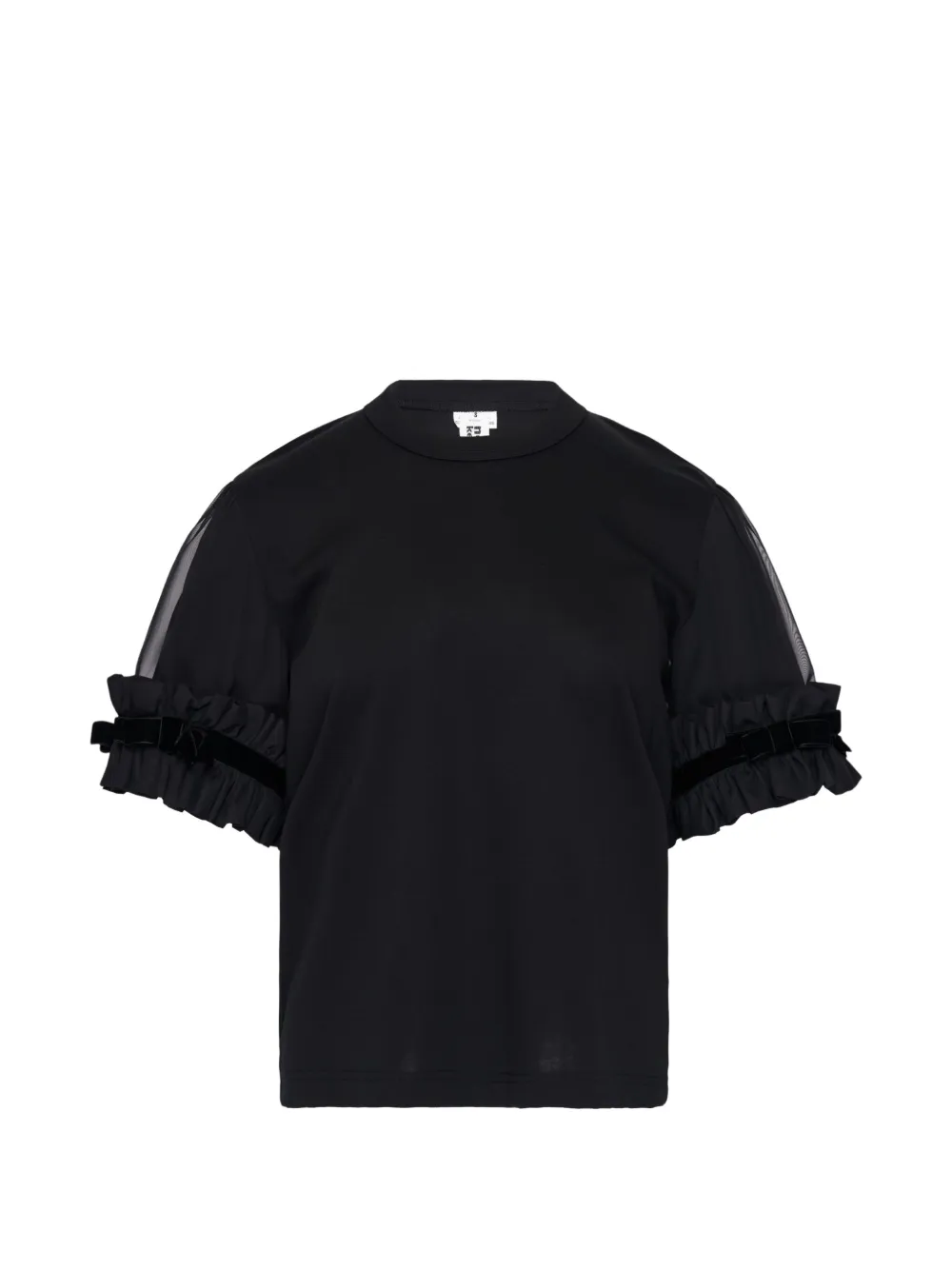 Noir Kei Ninomiya Ponte ruffled cotton top - Nero